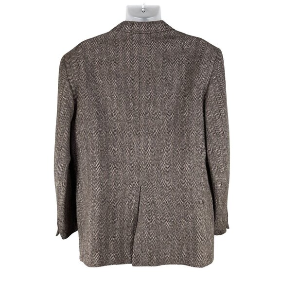 Vintage Kuppenheimer Mens 44R Herringbone Wool Blazer Jacket Brown Quiet Luxury - Picture 7 of 16